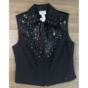 Hobby Horse Womens S Faux Leather Rhinestone Equestrian Show Vest Western Riding